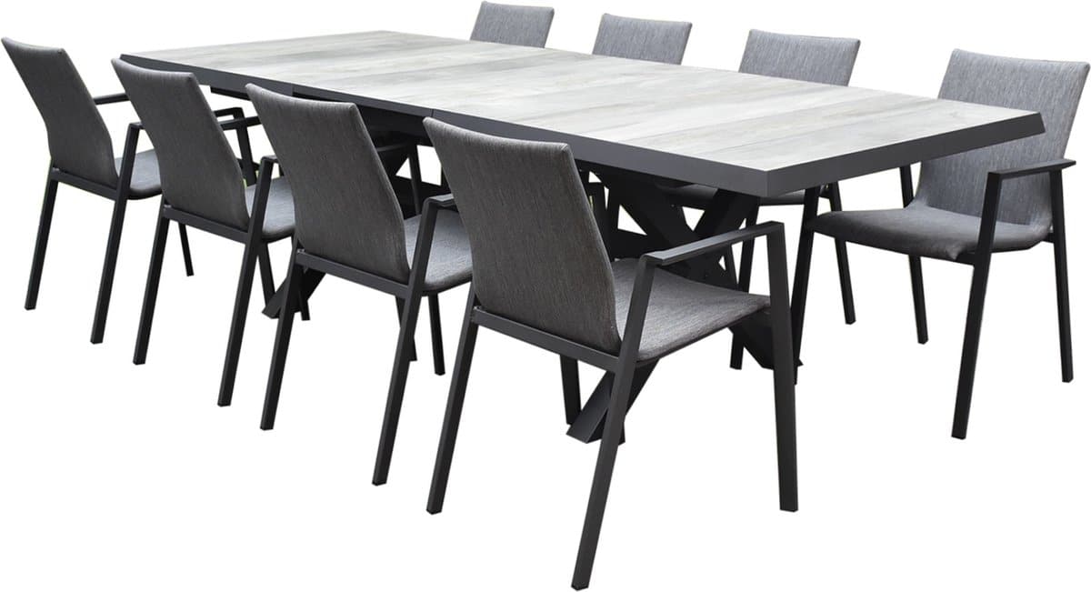nancy new delhi dining tuinset uitschuifbaar 204 264x103xh74,5 cm 9 delig
