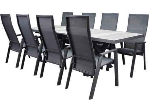 Nancy New Delhi dining tuinset uitschuifbaar 204-264x103xH74,5 cm 9 delig