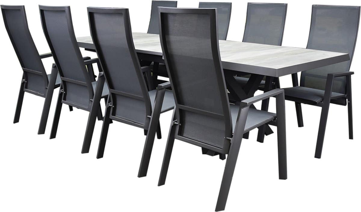 nancy new delhi dining tuinset uitschuifbaar 204 264x103xh74,5 cm 9 delig