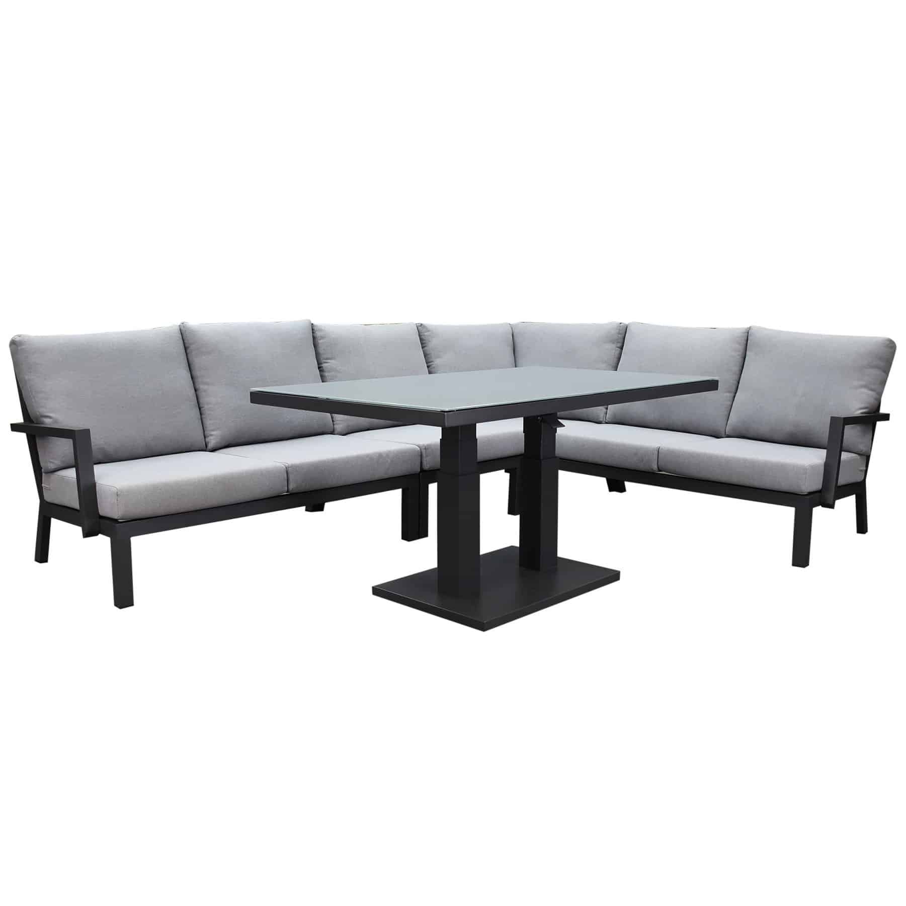 new york hoek dining loungeset 5 delig verstelbare tafel 140×85 cm antraciet aluminium