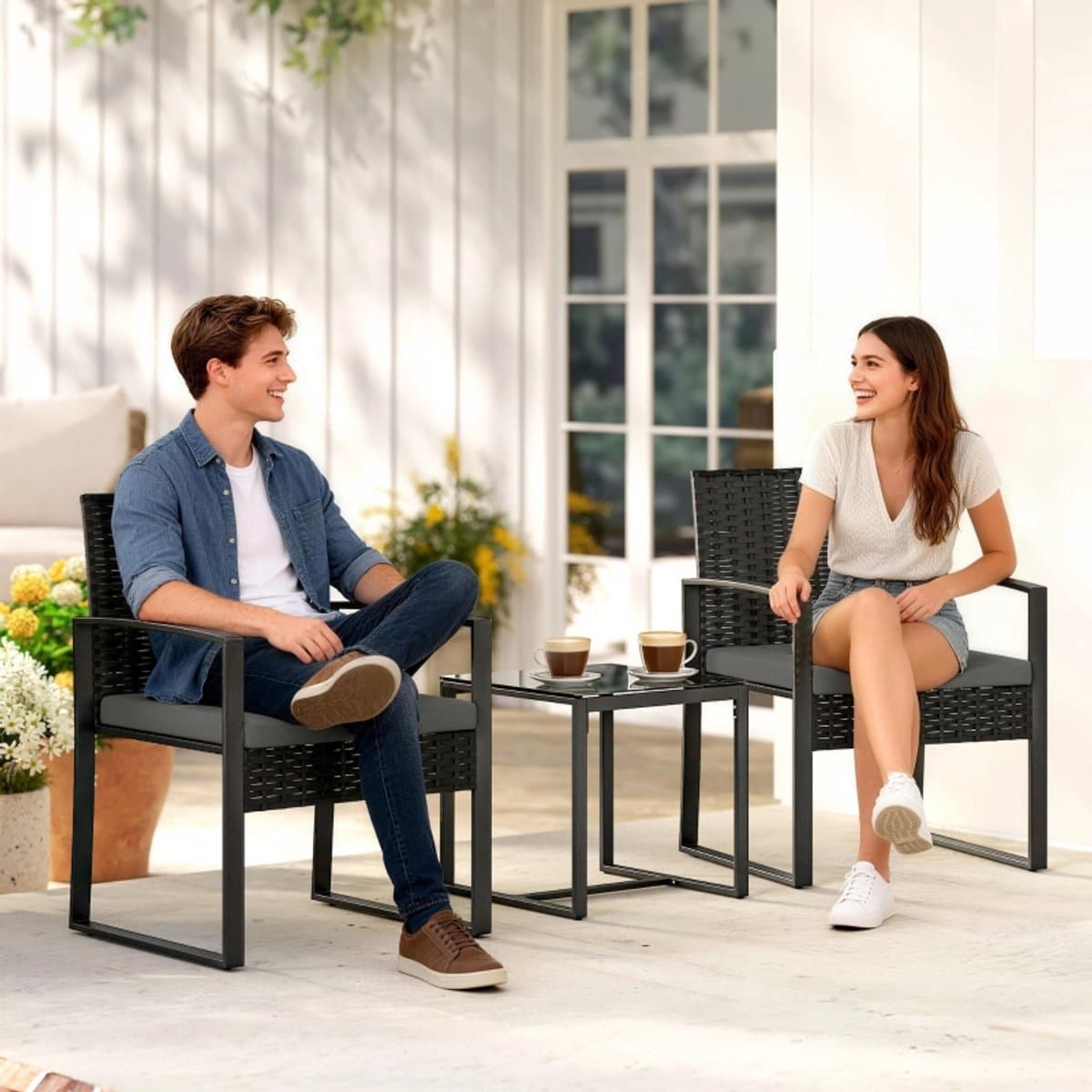 okwish bistroset comfortabel 3 delig 2 stoelen en tafel