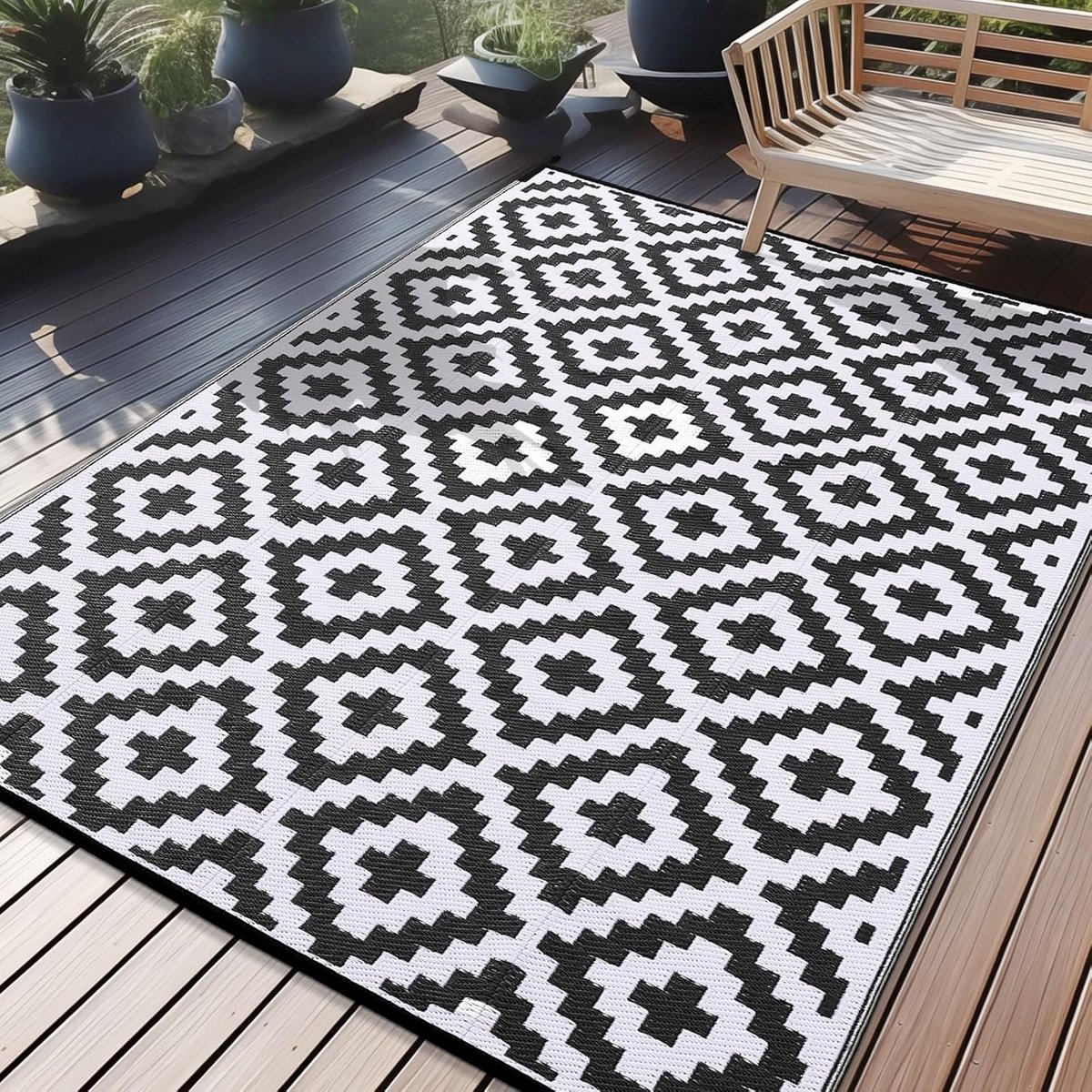 omkeerbaar buitenkleed 180×270 cm weerbestendig en uv bestendig voor tuin