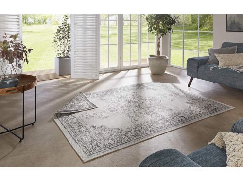 Omkeerbaar Buitenkleed Grijs-Crème 120x170 cm - Vochtbestendig Antislip Tapijt