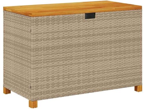 Opbergbox Tuin Poly Rattan en Acaciahout Beige 110x55x63cm