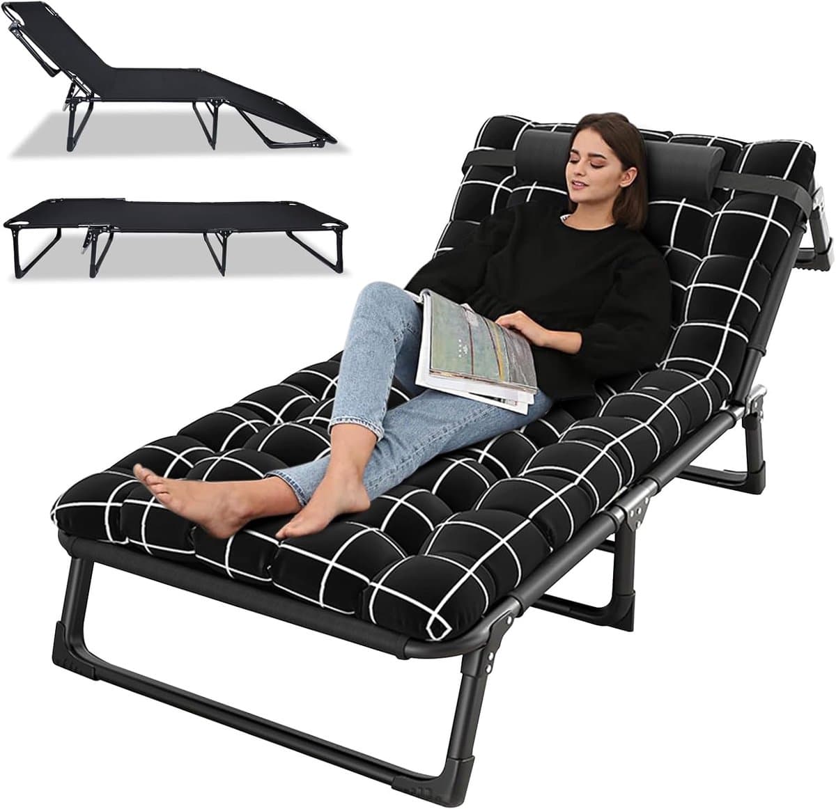 opklapbed 1 persoon vouwstoel ligbed kamperen kantoor