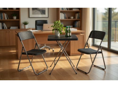 Opvouwbare Balkonset 3-delig Rotan - Bistroset met Klapstoelen & Tafel