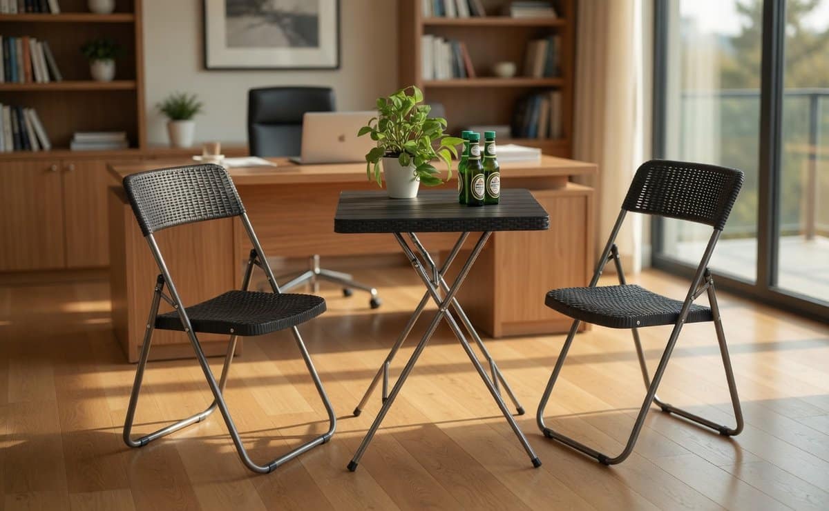 opvouwbare balkonset 3 delig rotan bistroset met klapstoelen & tafel