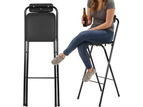 Opvouwbare barkruk - Hoge kruk met rug - Extra zitplaatsen