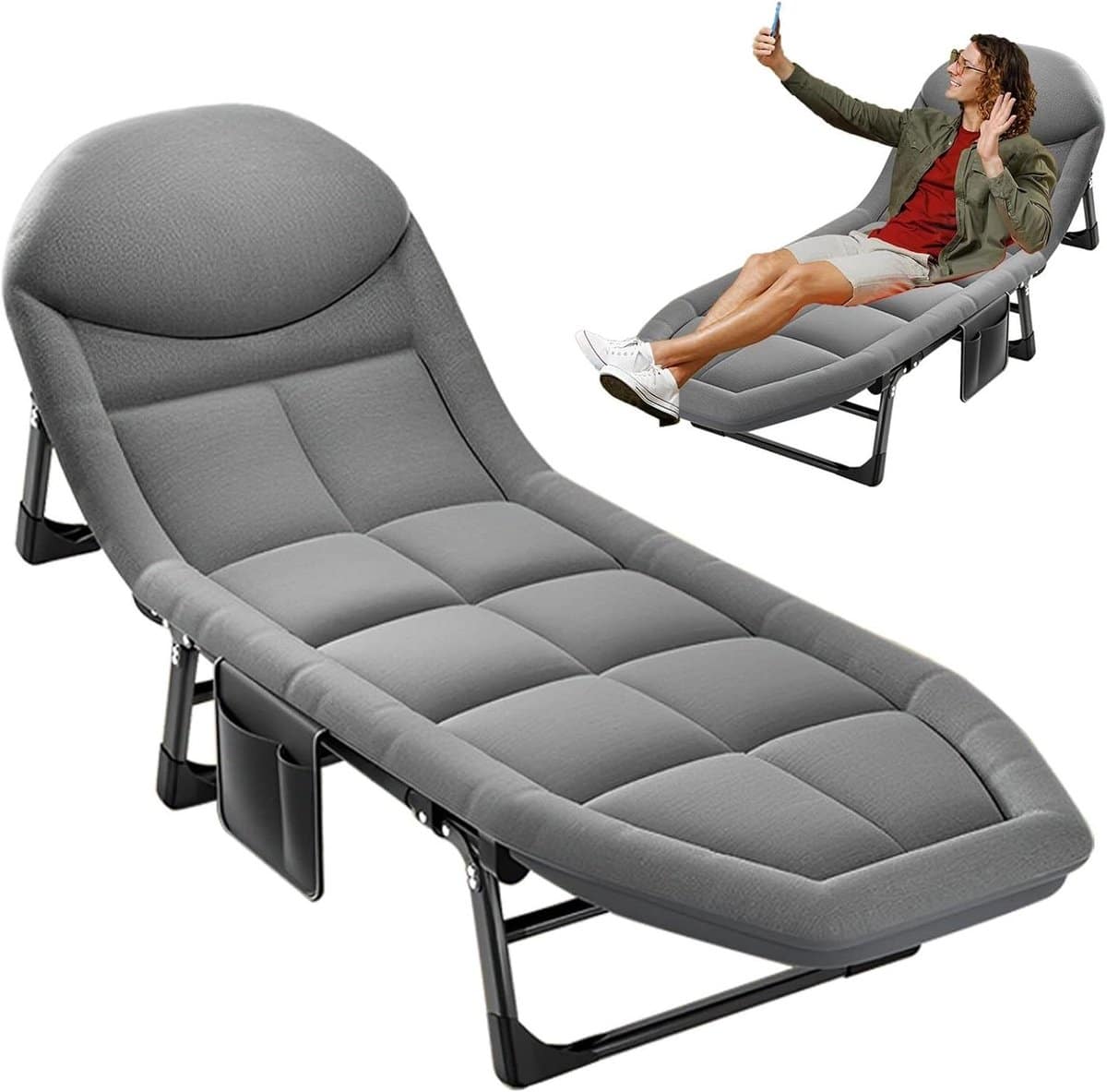 opvouwbare loungestoel verstelbaar ligbed buiten ontspannen 5 standen