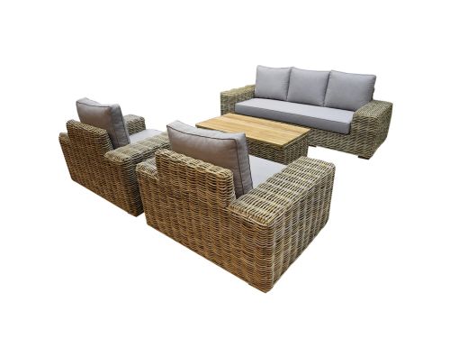 Otava stoel-bank loungeset 4-delig naturel rotan