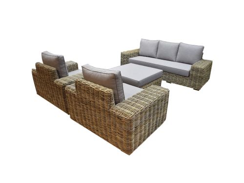 Otava stoel bank loungeset 4-delig naturel rotan