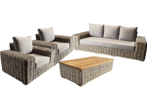 Otava stoel-bank loungeset 4-delig naturel rotan