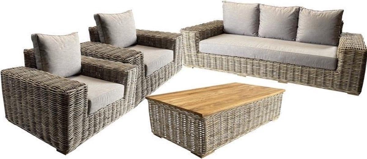 otava stoel bank loungeset 4 delig naturel rotan