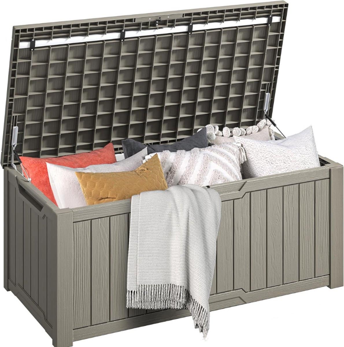 outdoor garden opbergbox 450l waterdichte patio deckbox in taupe