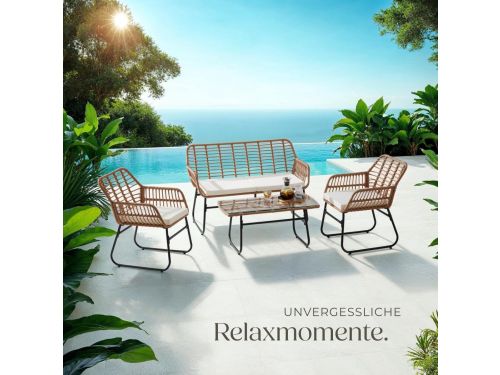 Outdoor tuinmeubelset 4-persoons | rotan zitgroep met 1 bank