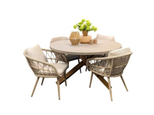 Outlet C: Den Haag Picerno Diningset rond 4-persoons (9900000659875) - Warentuin Collection