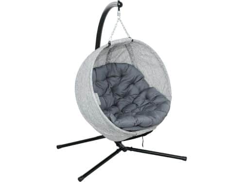 Outsunny - Hangstoel - met Bekerhouder - Staal - Polyester