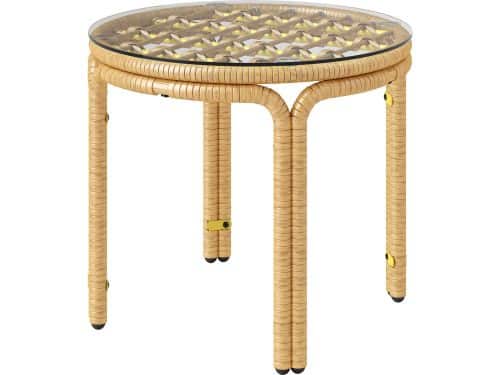 Outsunny rattan bijzettafel - staal, PE-rattan - Ø50 x 44H