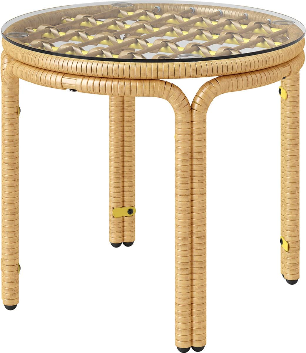 outsunny rattan bijzettafel staal, pe rattan Ø50 x 44h