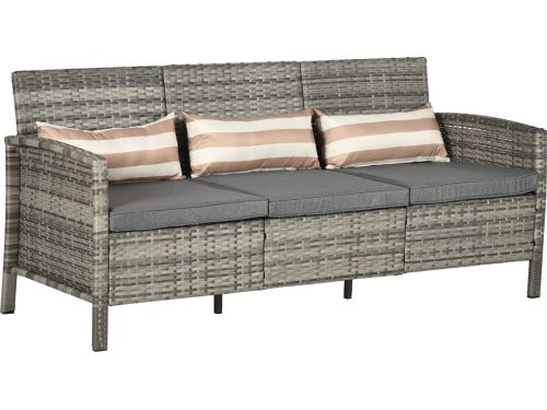 Outsunny Rotan bank - met kussen - Driezitter - wasbaar