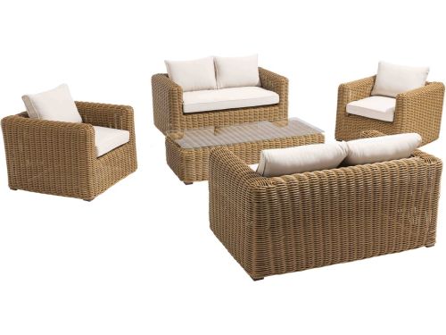 Oviala - Lage hoek loungeset voor 6 personen van gevlochten