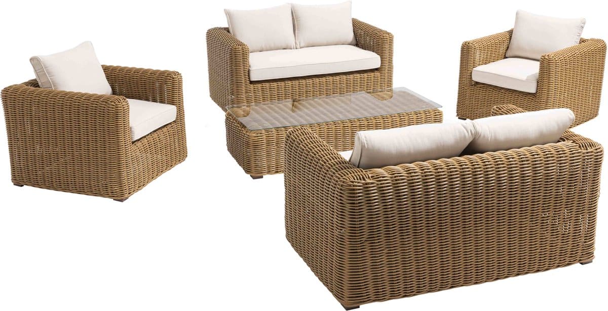 oviala lage hoek loungeset voor 6 personen van gevlochten