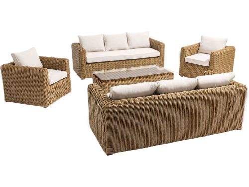 Oviala - Lage hoek loungeset voor 8 personen van gevlochten