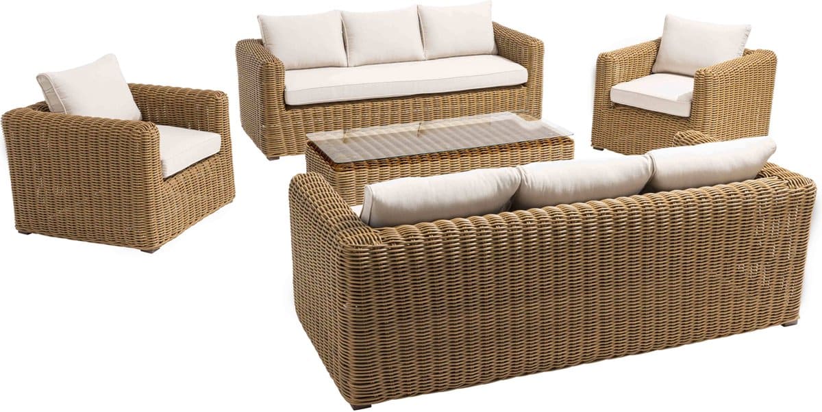 oviala lage hoek loungeset voor 8 personen van gevlochten