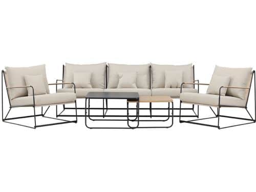 Palazzo lounge set 1 bank, 2 stoelen, 2 salontafels zwart.