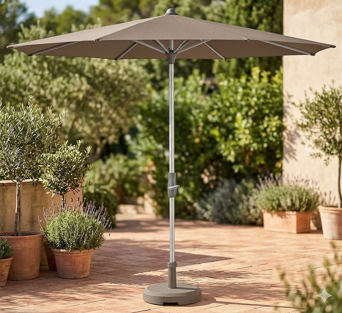 parasol 300 cm rond kantelbaar 32° met draaisysteem en
