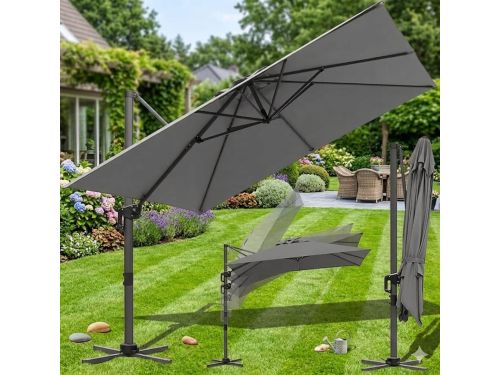 Parasol 300x300 cm Zweefparasol 360° Draaibaar UV50+ Kantelbaar Aluminium Tuinparasol