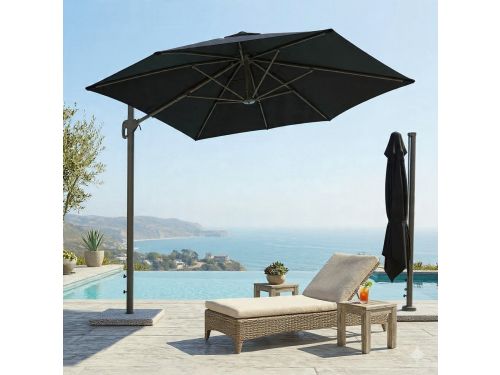 Parasol 300x300 cm zweefparasol vierkant - 360° draaibaar, kantelbaar