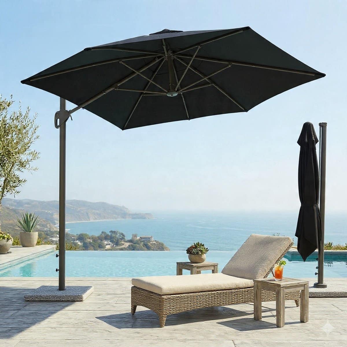 parasol 300×300 cm zweefparasol vierkant 360° draaibaar, kantelbaar