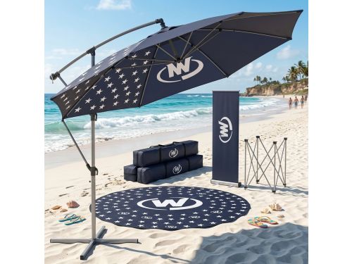 Parasol 300x300 cm zweefparasol vierkant - 360° draaibaar, kantelbaar