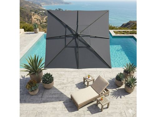 Parasol 300x300 cm zweefparasol vierkant - 360° draaibaar, kantelbaar