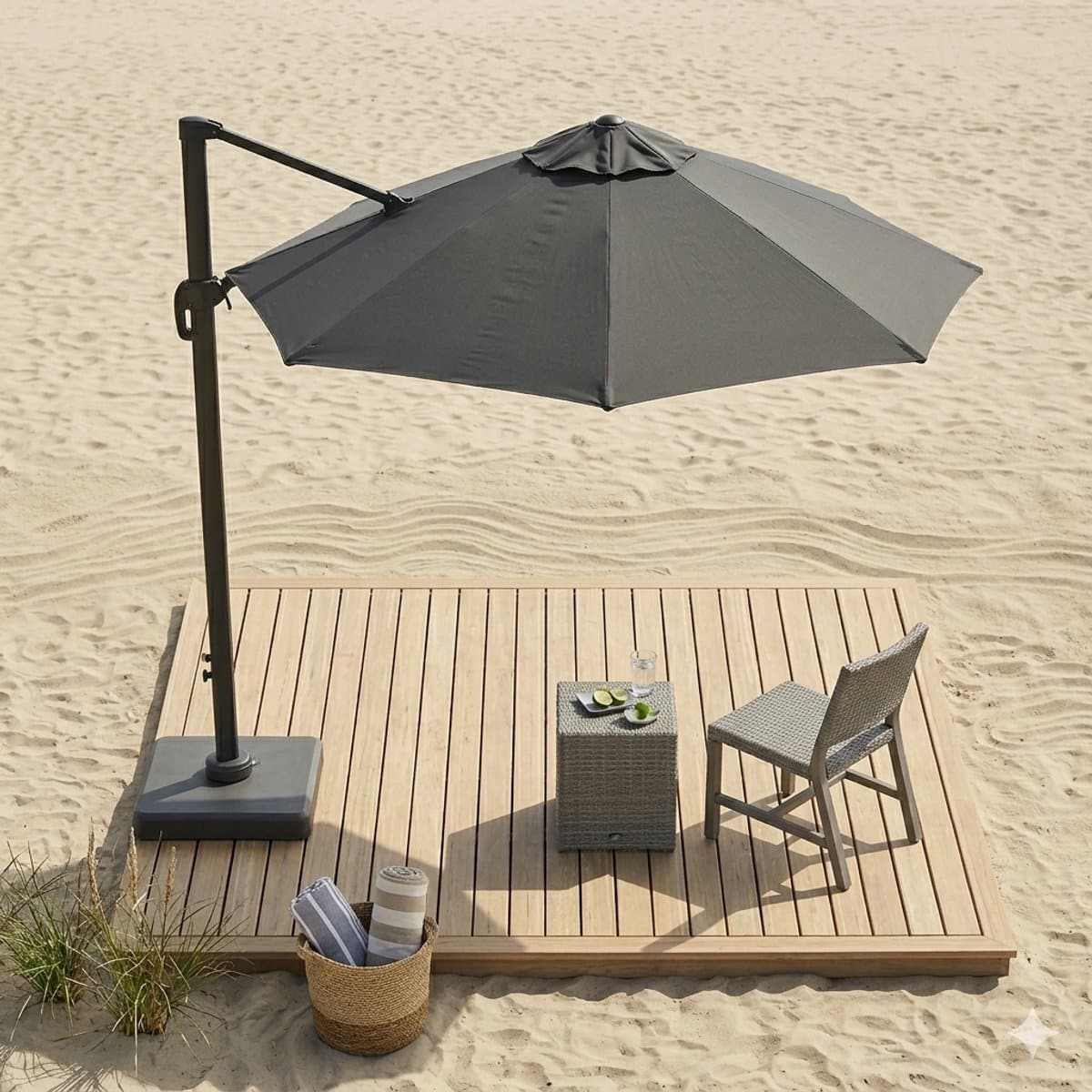 parasol 300×300 cm zweefparasol vierkant 360° draaibaar, kantelbaar