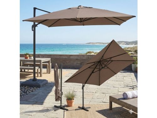 Parasol 300x300 cm zweefparasol vierkant - 360° draaibaar, kantelbaar