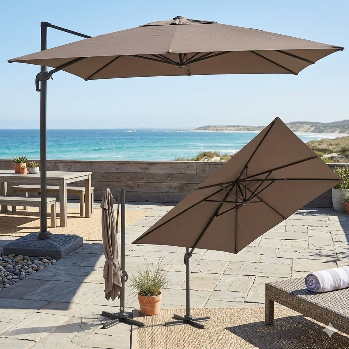 parasol 300×300 cm zweefparasol vierkant 360° draaibaar, kantelbaar