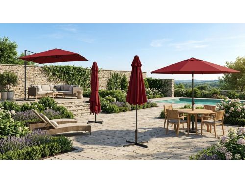 Parasol 300x300 cm zweefparasol vierkant - 360° draaibaar, kantelbaar