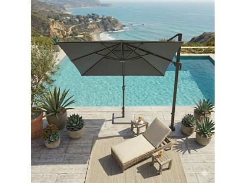 Parasol 300x300 cm zweefparasol vierkant - 360° draaibaar, kantelbaar