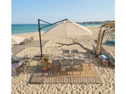 Parasol 300x300 cm zweefparasol vierkant - 360° draaibaar, kantelbaar