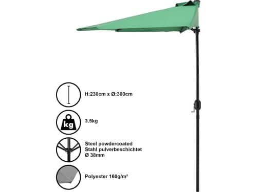 Parasol halfrond voor balkons of terrassen - Groen