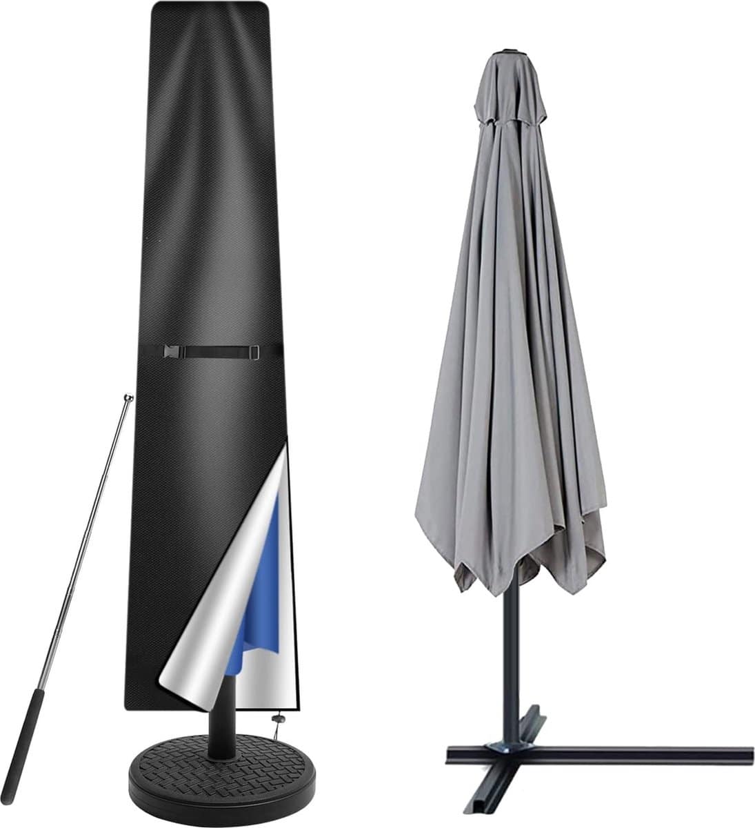 parasolhoes met staaf, parasolafdekking, 2 tot 3 m