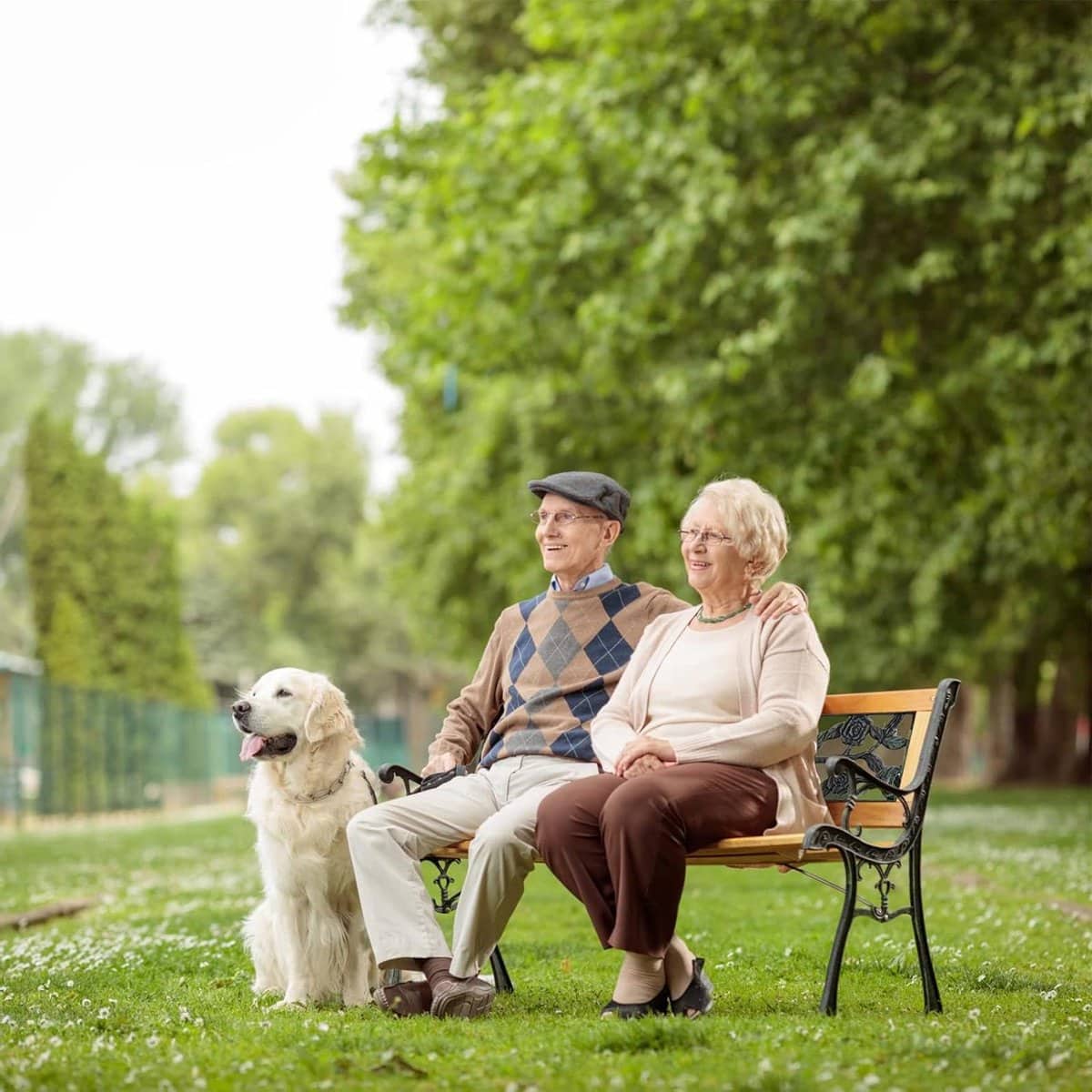 parkbank hout tuinbank terrasbank buiten zitten gietijzeren