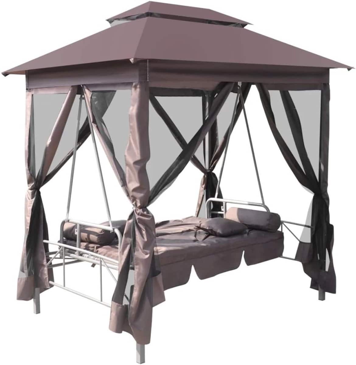 paviljoen met schommel tuinpaviljoen schommelbank buiten ontspannen