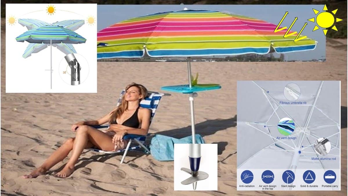 pincho luxe aluminium strandparasol 200 & lange zandboor