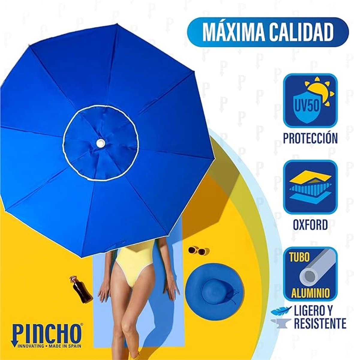 pincho luxe aluminium strandparasol 200 cm met geintegreerde zandboor