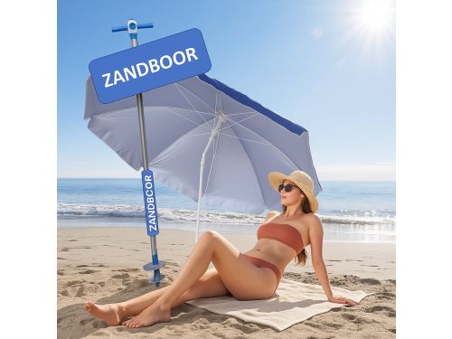 Pincho - Luxe Strandparasol 200 cm & Lange Zandboor Effen