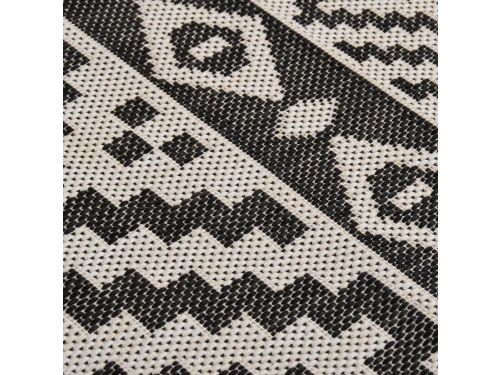 Platgeweven Buitenkleed met Patroon 160x230 cm - Weerbestendig Terraskleed Zwart