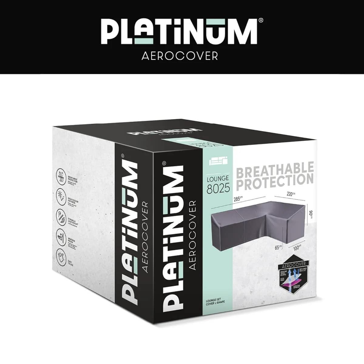 platinum aerocover loungehoes l hb 285x220x100xh65/90 rechts
